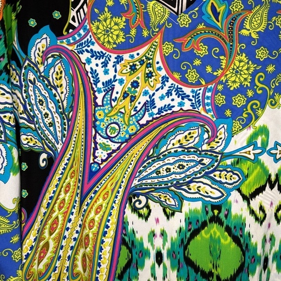 Chico’s Retro Paisley Fringe Tunic Size 2P Medium - Picture 7 of 13